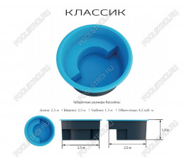 Композитный Бассейн Классик PREMIUM (2.5х1.3 м) (Цвет Standart)