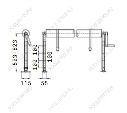 Сматывающее устройство Telel 4.1-5.7м с телескопическими опорами (0.523-0.823м)