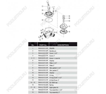 Кран шестиходовой Hayward HCV275E VK6 63.B (2